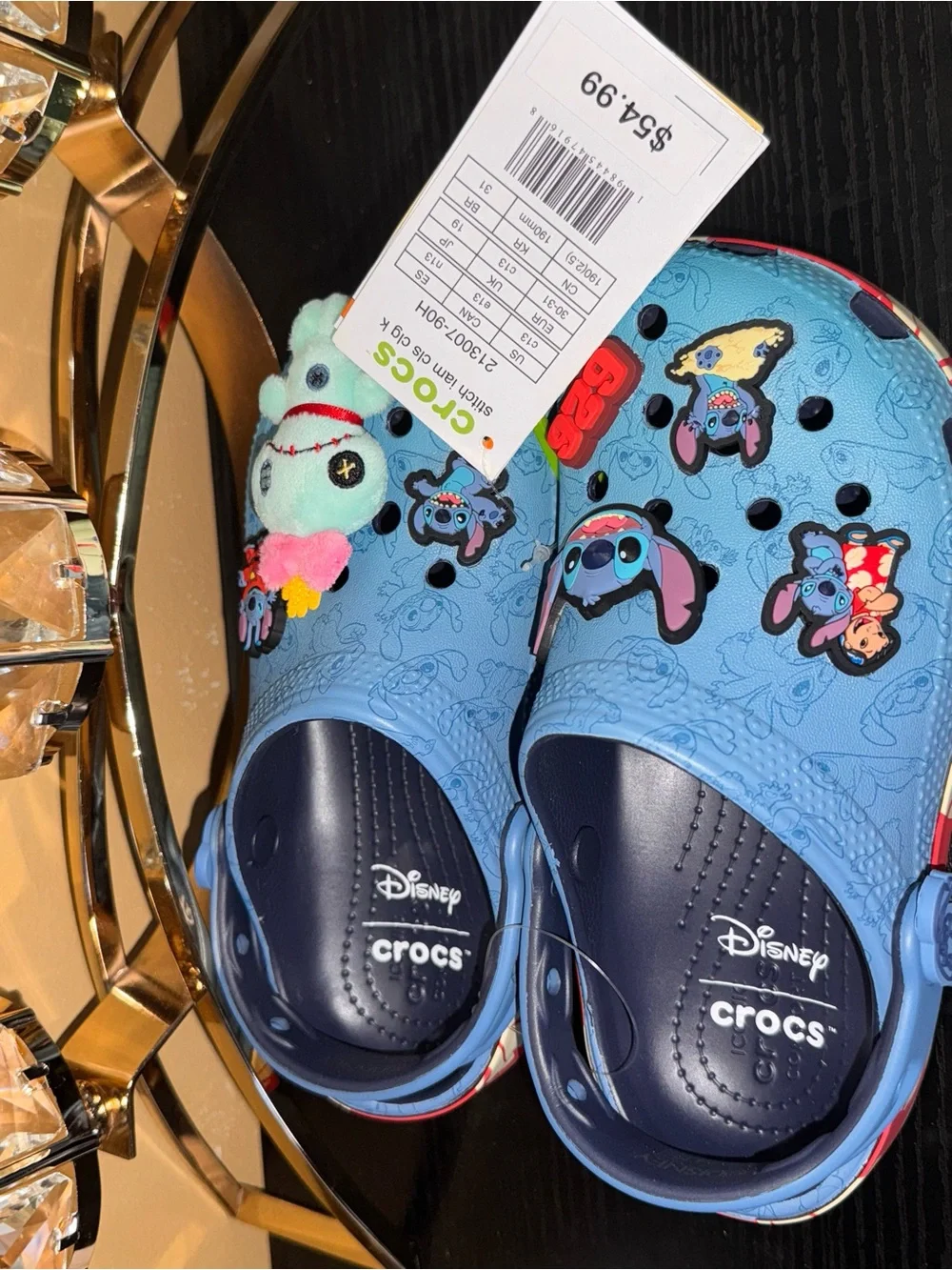 CROCS Kids Light Blue Disney Character Clogs with Plush Charm